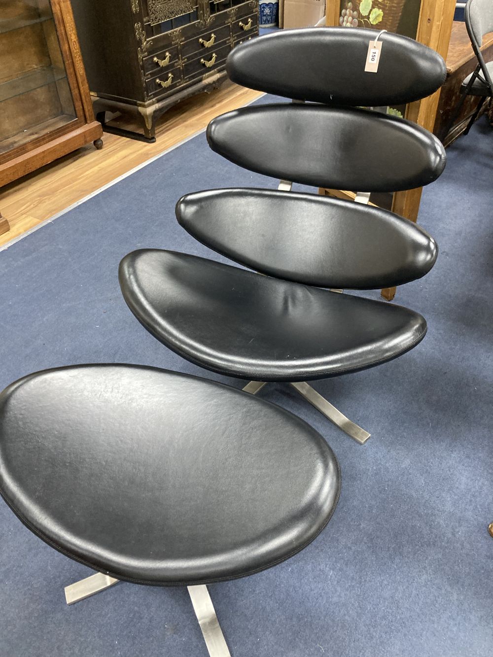 An EJ5 Corona style Lounge Chair and matching footstool,